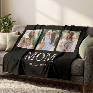 Moeder Opgericht 3 Foto Zwart Fleece Deken