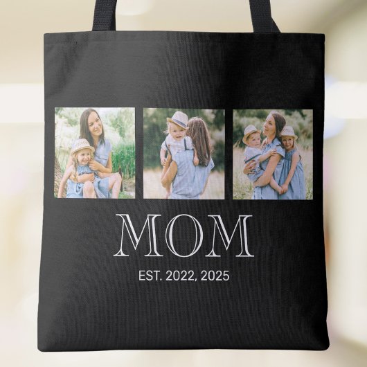 Moeder Opgericht 3 Foto Zwart Tote Bag