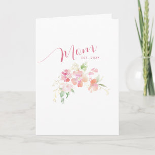 Moeder Opgericht Blush Roze Bloemige Moederdag Kaart