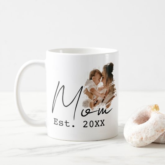 Moeder Opgericht Eenvoudig Script Aangepaste Foto Koffiemok (Met donut)