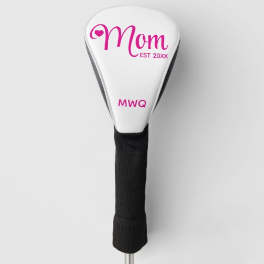 Moeder Opgericht Eenvoudig Script Moedercadeau Golfheadcover (Voorkant)