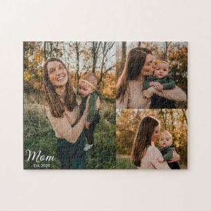 Moeder Opgericht Elegant Schrift Zwart 3 Foto Legpuzzel