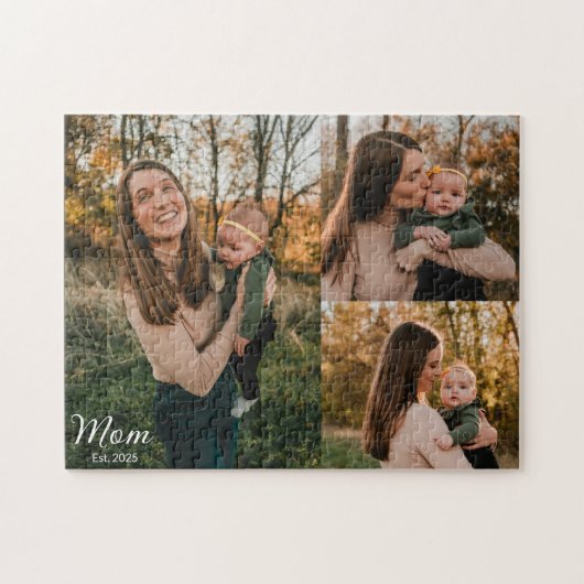 Moeder Opgericht Elegant Schrift Zwart 3 Foto Legpuzzel (Horizontaal)