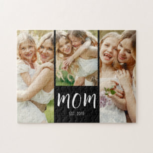 Moeder Opgericht Elegant Schrift Zwart 3 Foto Legpuzzel