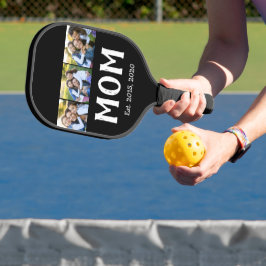 Moeder Opgericht Elegant Schrift Zwart 3 Foto Pickleball Paddle