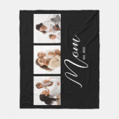 Moeder Opgericht Elegant Script Zwart 3 Foto Fleece Deken (Voorkant)
