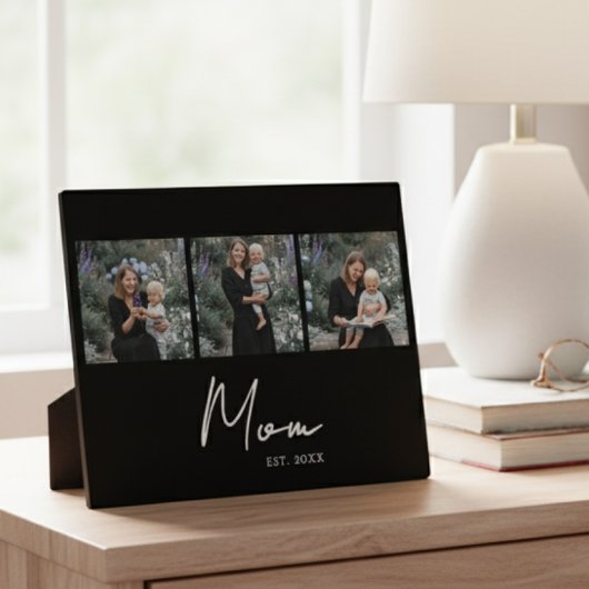 Moeder Opgericht Elegant Script Zwart 3 Foto Fotoplaat