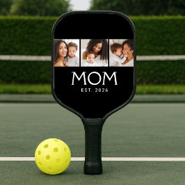Moeder Opgericht Elegante Schrift Zwart 3 Foto Pickleball Paddle