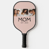Moeder Opgericht Elegante Script Roze Roos 3 Foto Pickleball Paddle (Achterkant)