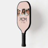 Moeder Opgericht Elegante Script Roze Roos 3 Foto Pickleball Paddle (Links)