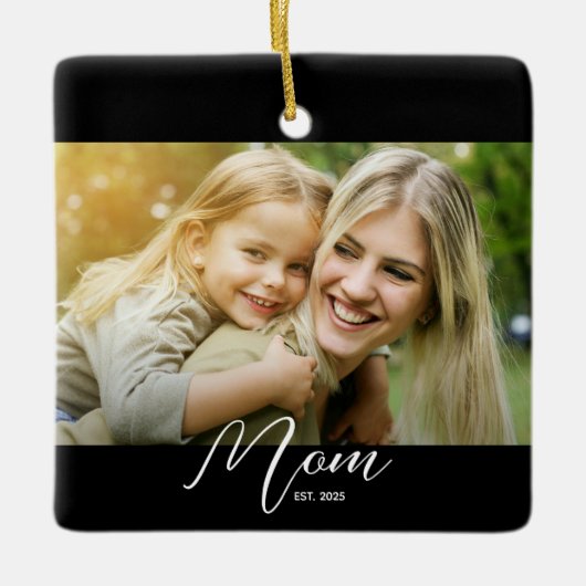 Moeder Opgericht Foto Nieuwe Moeder Geschenk Sleut Keramisch Ornament (Voorkant)
