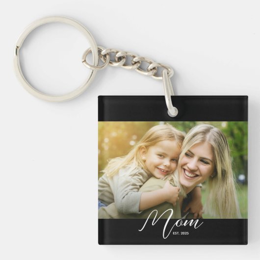 Moeder Opgericht Foto Nieuwe Moeder Sleutelhanger (Voorkant)