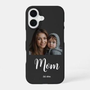 Moeder Opgericht Jaar Zwart Modern Schrift iPhone 16 Hoesje