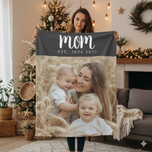 Moeder Opgericht Leuk Modern Schrift Foto Fleece Deken