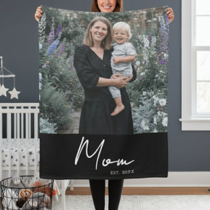 Moeder Opgericht Modern Script Foto Fleece Deken