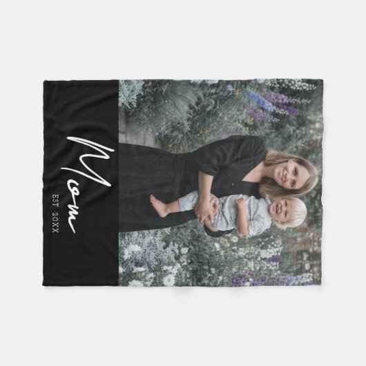 Moeder Opgericht Modern Script Foto Fleece Deken (Voorkant (Horizontaal))