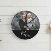 Moeder Opgericht Modern Wit Script Foto Ronde Klok