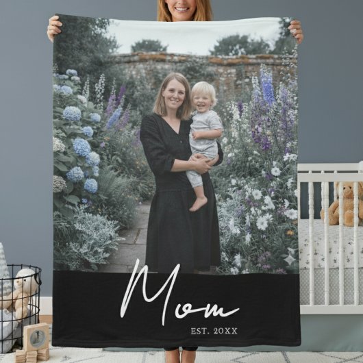 Moeder Opgericht Modern Zwart Schrift Foto Fleece Deken