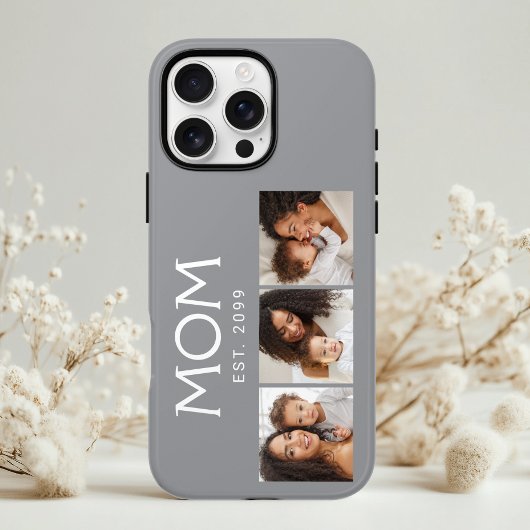 Moeder Opgericht Moderne Typografie Grijs 3 Foto Case-Mate iPhone Case