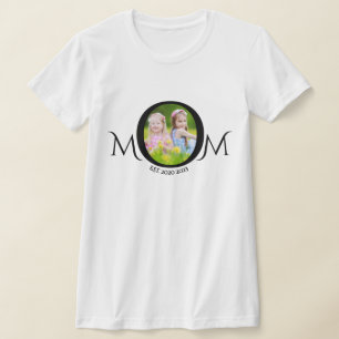 Moeder Opgericht Moederdag Foto Script Zwart op Wi T-shirt
