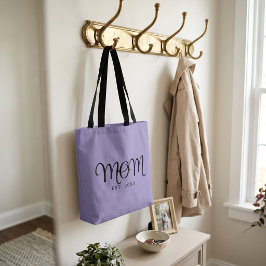 Moeder Opgericht Nieuw Moeder Cadeau Zwart Schrift Tote Bag