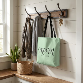 Moeder Opgericht Nieuw Moeder Cadeau Zwart Schrift Tote Bag