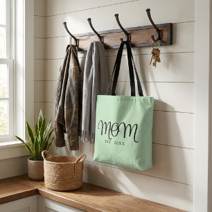 Moeder Opgericht Nieuw Moeder Cadeau Zwart Schrift Tote Bag