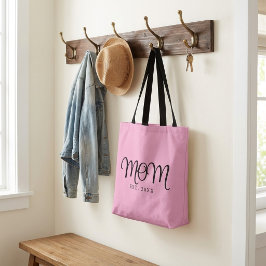 Moeder Opgericht Nieuw Moeder Cadeau Zwart Schrift Tote Bag
