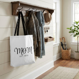 Moeder Opgericht Nieuw Moeder Cadeau Zwart Schrift Tote Bag