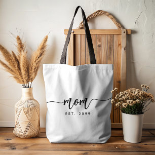 Moeder Opgericht Nieuwe Moeder Cadeau Zwart Schrif Tote Bag