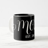 Moeder Opgericht Nieuwe Moeder Groot Script Hart Tweekleurige Koffiemok (Voorkant links)