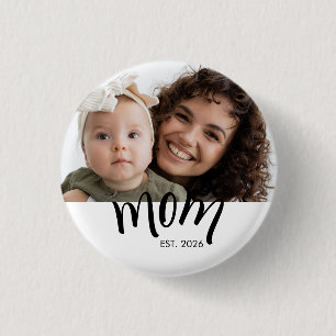 Moeder Opgericht Petten Zwart Aangepast Jaar Nieuw Ronde Button 3,2 Cm