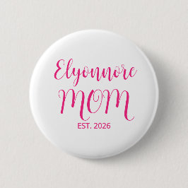 Moeder Opgericht Roze Script Naam  Ronde Button 5,7 Cm