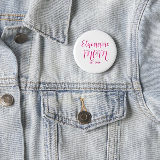 Moeder Opgericht Roze Script Naam Ronde Button 5,7 Cm (In situ)