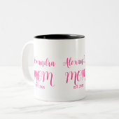 Moeder Opgericht Roze Script Naam  Tweekleurige Ko Koffiemok (Voorkant links)