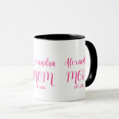 Moeder Opgericht Roze Script Naam  Tweekleurige Ko Mok (Voorkant rechts)