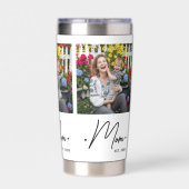 Moeder Opgericht Schrift 3 Foto Wit Geïsoleerde Drinkbeker (Achterkant)