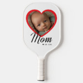 Moeder Opgericht Schrift Rode Hart Foto Wit Pickleball Paddle (Achterkant)