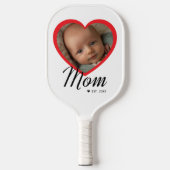 Moeder Opgericht Schrift Rode Hart Foto Wit Pickleball Paddle (Voorkant)