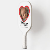 Moeder Opgericht Schrift Rode Hart Foto Wit Pickleball Paddle (Links)
