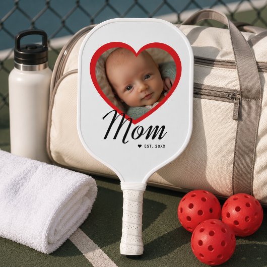 Moeder Opgericht Schrift Rode Hart Foto Wit Pickleball Paddle