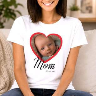 Moeder Opgericht Schrift Rode Hart Foto Wit T-shirt