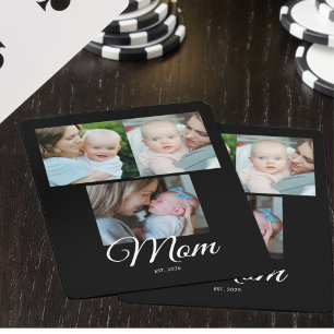 Moeder Opgericht Schrift Zwart 3 Foto Cadeau Pokerkaarten