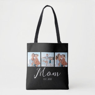 Moeder Opgericht Schrift Zwart 3 Foto Tote Bag