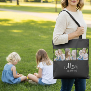 Moeder Opgericht Schrift Zwart 3 Foto Tote Bag