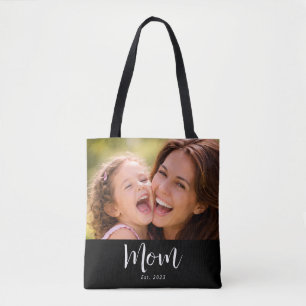 Moeder Opgericht Schrift Zwart Foto Tote Bag