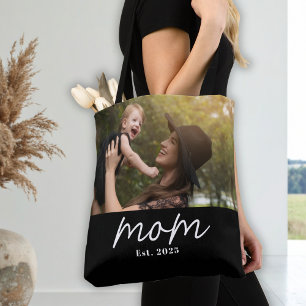 Moeder Opgericht Schrift Zwart Foto Tote Bag