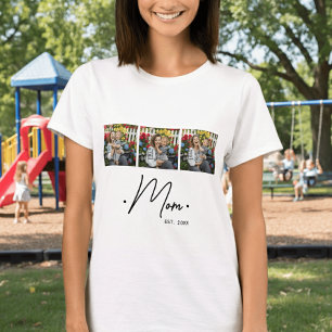Moeder Opgericht Script 3 Foto Wit T-shirt
