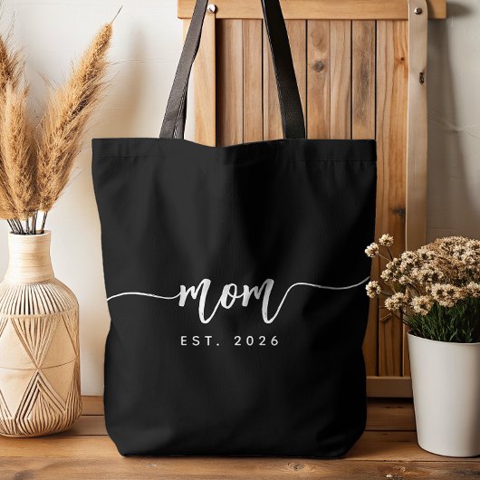 Moeder Opgericht Script Nieuwe Moeder Cadeau Zwart Tote Bag