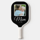 Moeder Opgericht Script Zwart 2 Foto's Pickleball Paddle (Voorkant)
